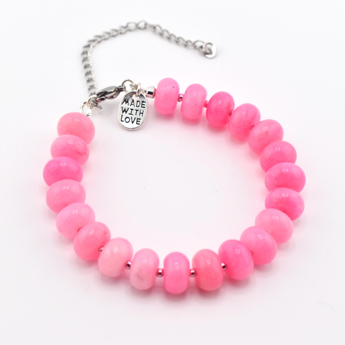 Pink Jade Beaded Bracelet