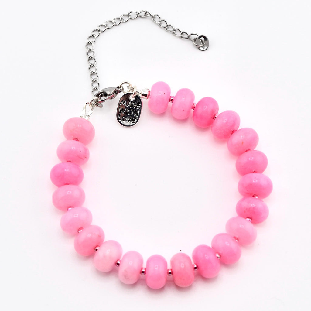 Pink Jade Beaded Bracelet