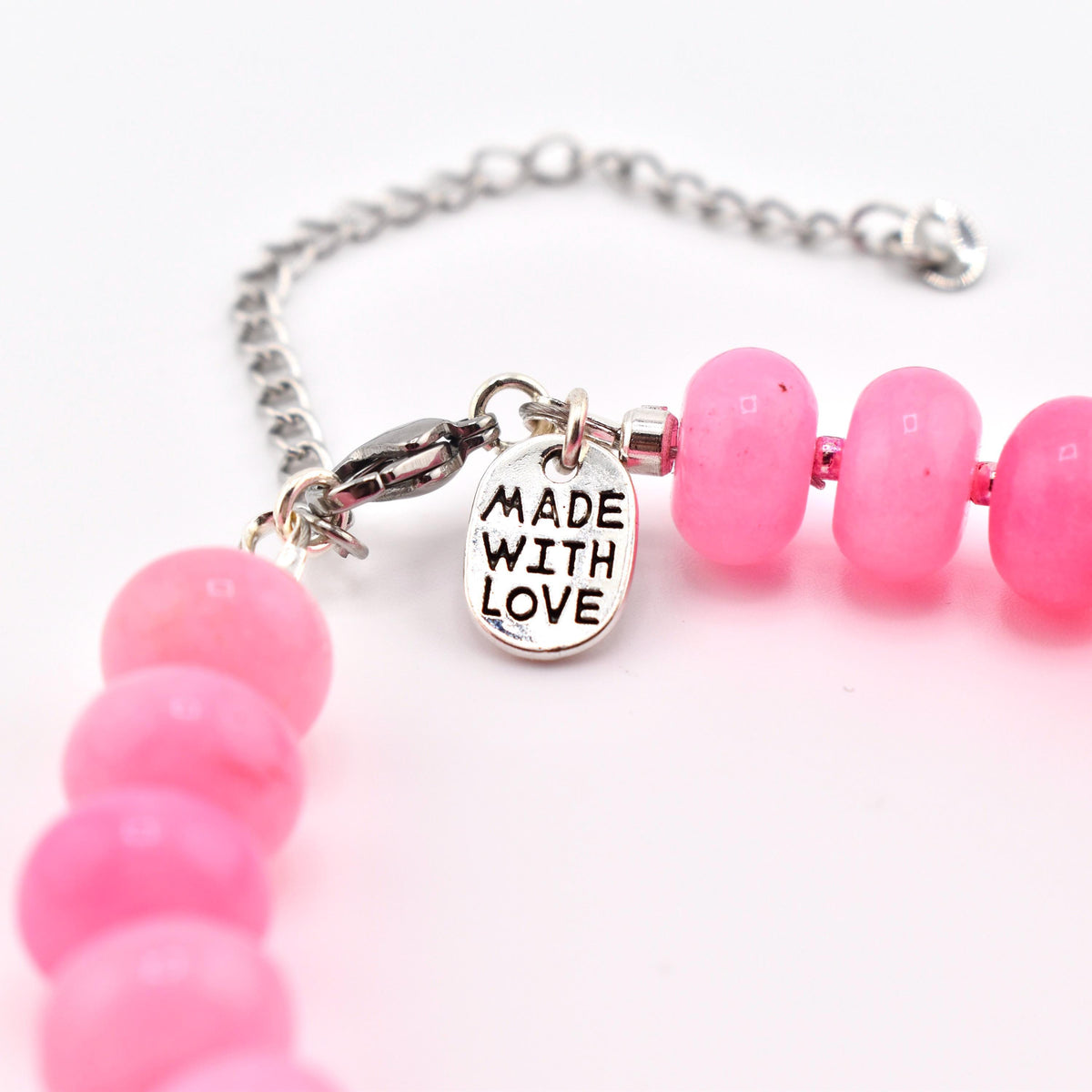 Pink Jade Beaded Bracelet