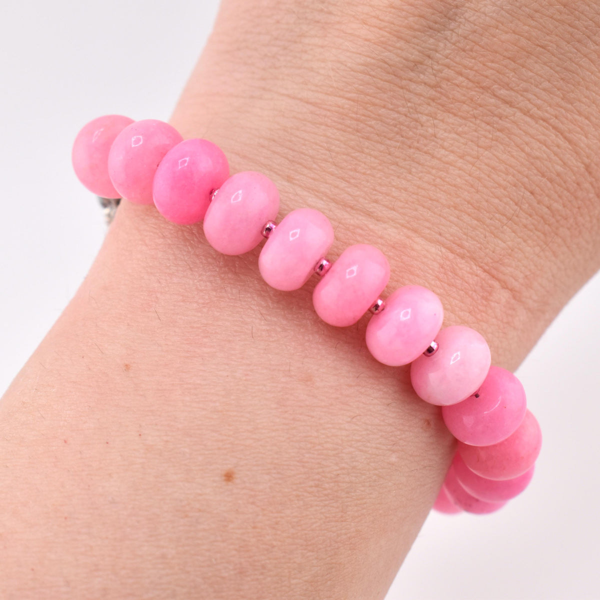 Pink Jade Beaded Bracelet