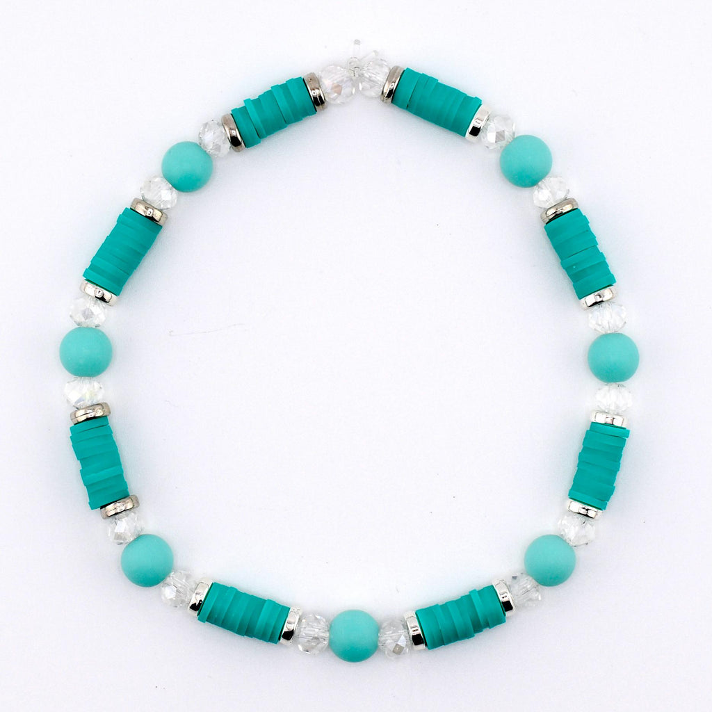 Teal Daisies Bracelet Collection: Teal Pearl and Silver Beaded Bracelets