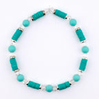 Teal Daisies Bracelet Collection: Teal Pearl and Silver Beaded Bracelets