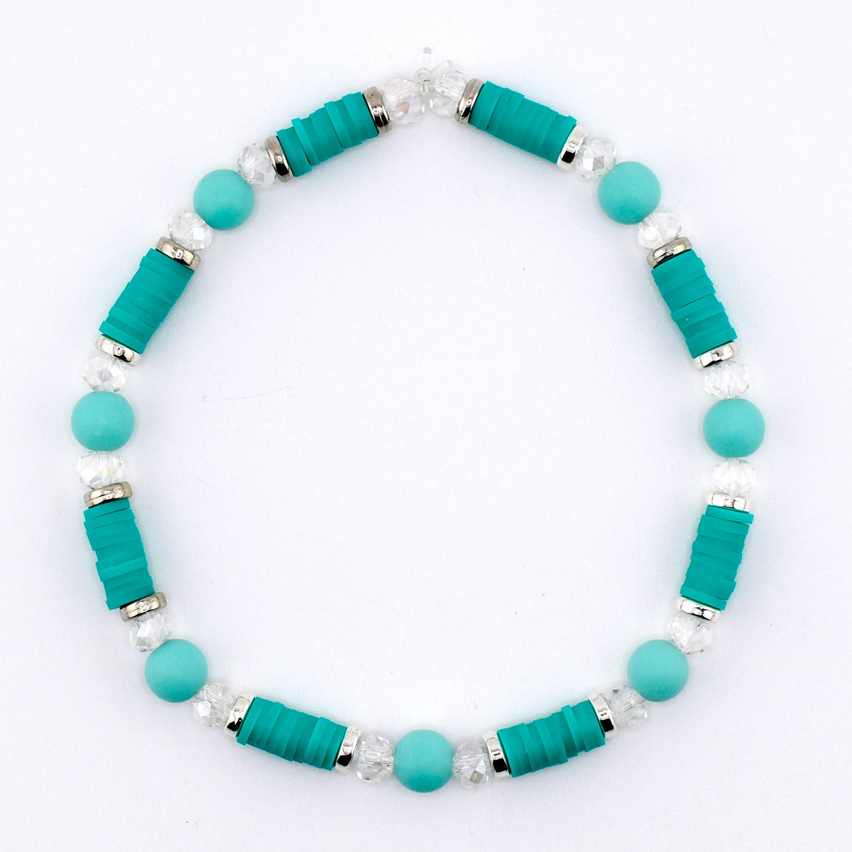 Teal Daisies Bracelet Collection: Teal Pearl and Silver Beaded Bracelets