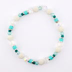 Teal Daisies Bracelet Collection: Teal Pearl and Silver Beaded Bracelets