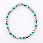 Teal Daisies Bracelet Collection: Teal Pearl and Silver Beaded Bracelets