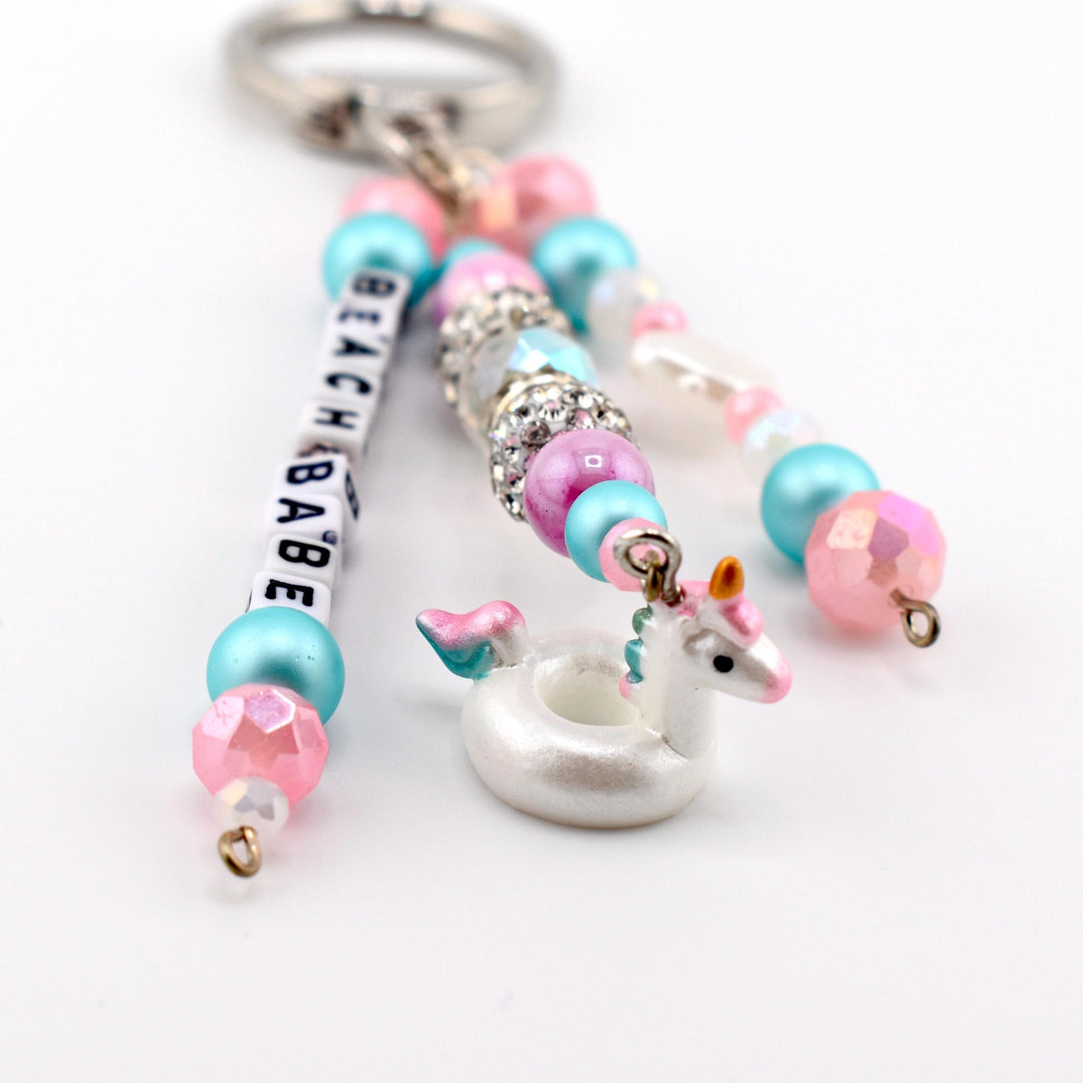 Beach Babe Bag Charm, Beaded Keychain, Purse Charm, Coastal Aesthetic Accessory, Personalized Beach Keychain, Cute Backpack Charm