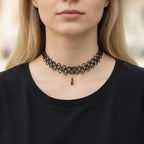 Tattoo Choker Necklace with Sparkle Charm