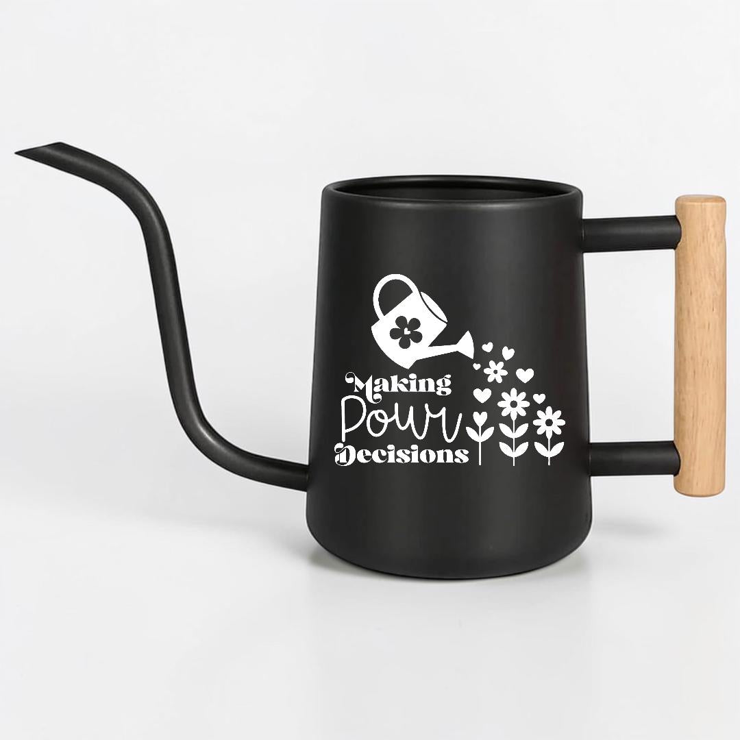 Metal Watering Can, "Making Pour Decisions" Plant Pun Gift