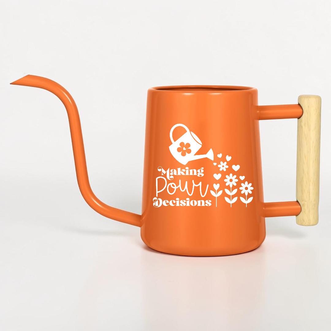 Metal Watering Can, "Making Pour Decisions" Plant Pun Gift