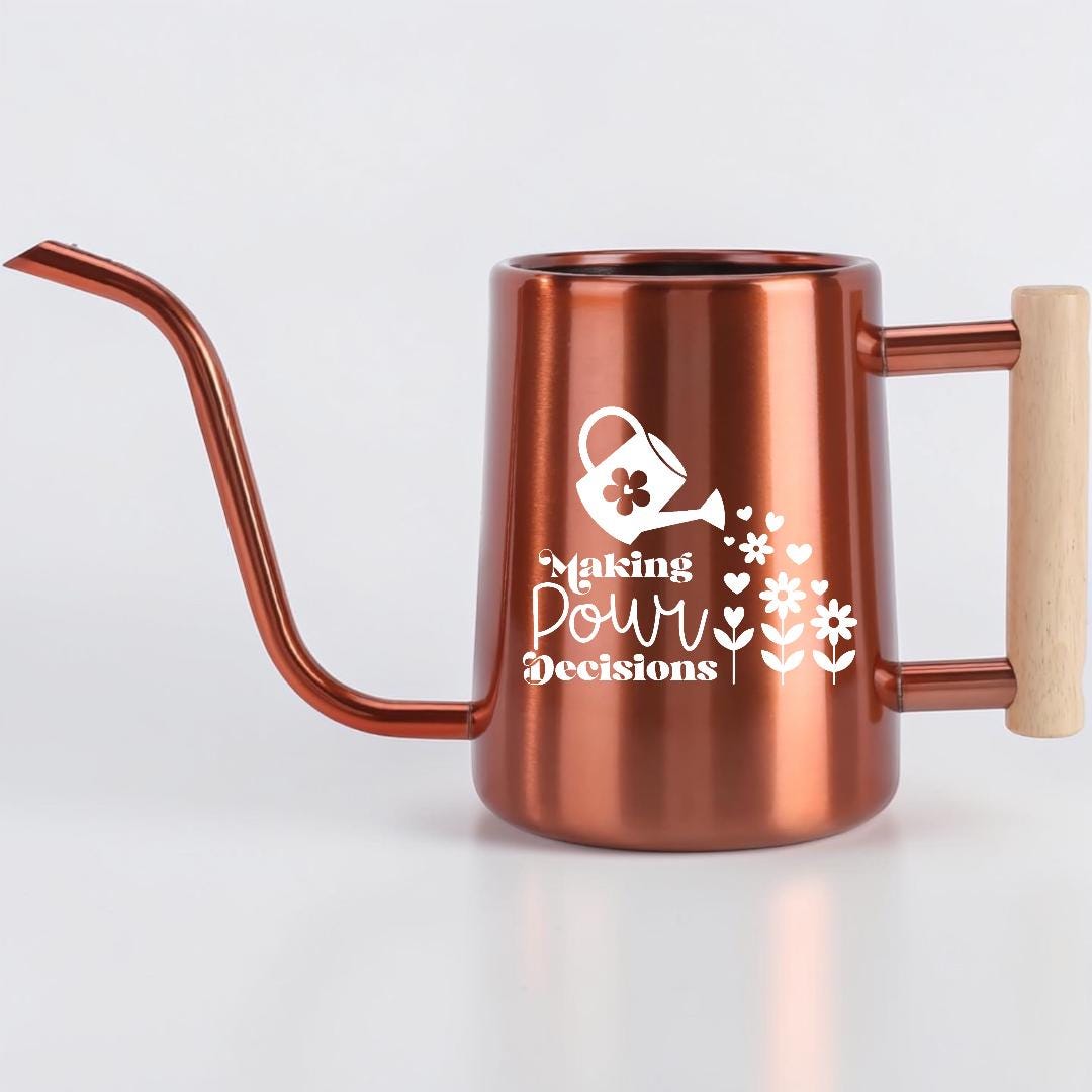 Metal Watering Can, "Making Pour Decisions" Plant Pun Gift