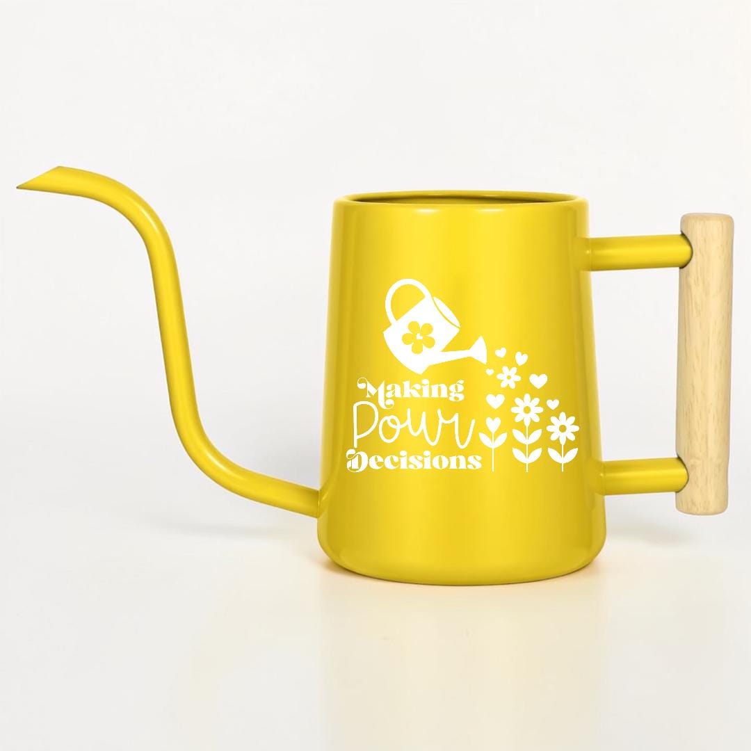 Metal Watering Can, "Making Pour Decisions" Plant Pun Gift
