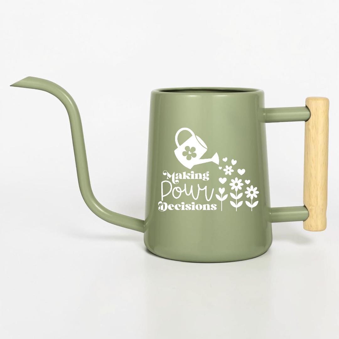 Metal Watering Can, "Making Pour Decisions" Plant Pun Gift