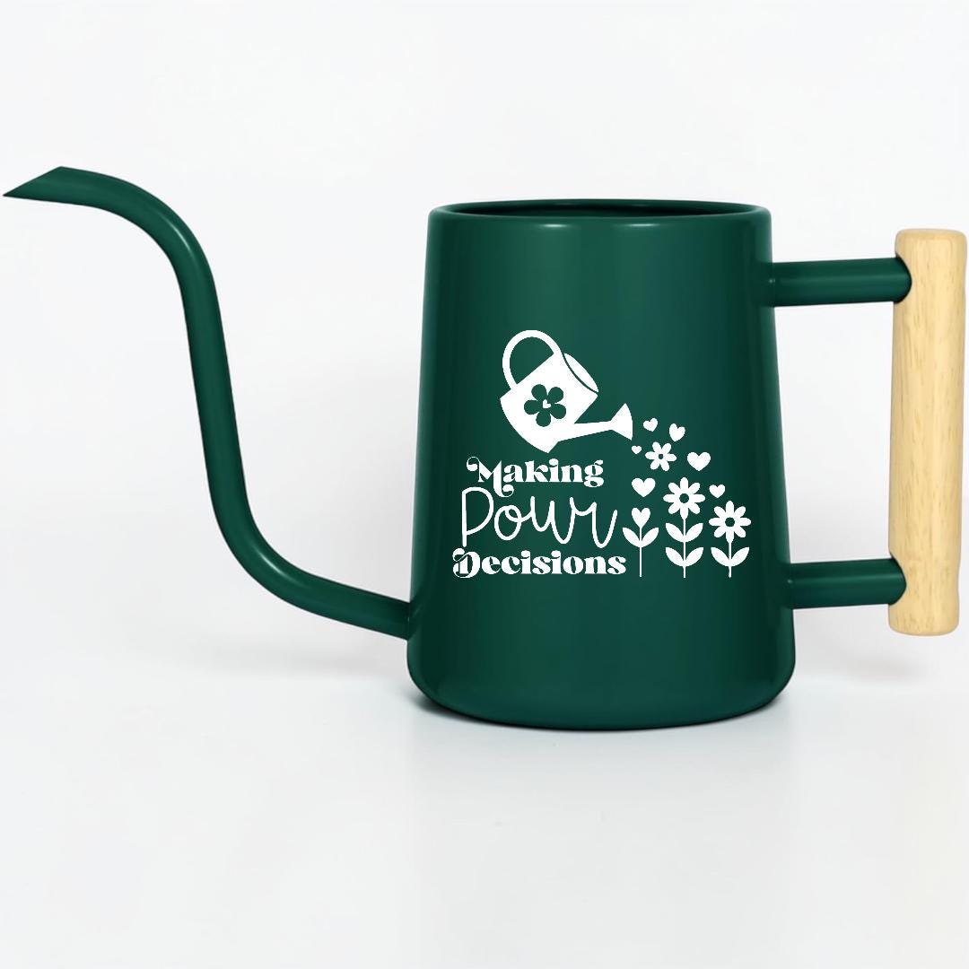 Metal Watering Can, "Making Pour Decisions" Plant Pun Gift