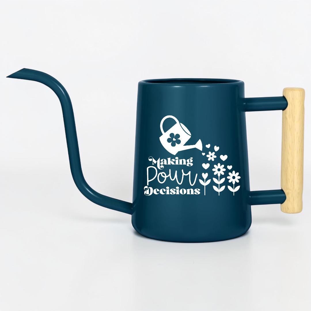 Metal Watering Can, "Making Pour Decisions" Plant Pun Gift