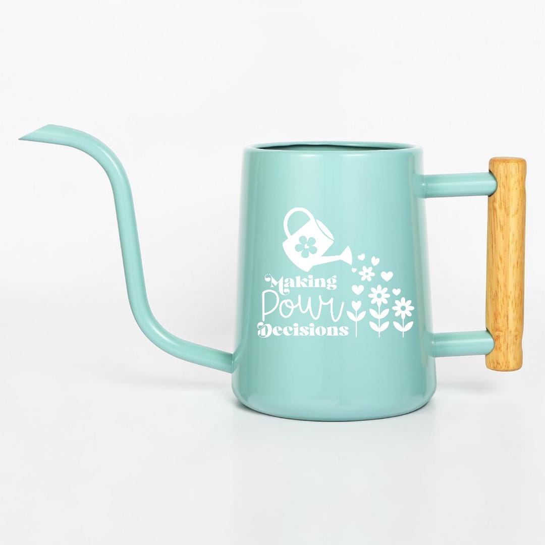 Metal Watering Can, "Making Pour Decisions" Plant Pun Gift