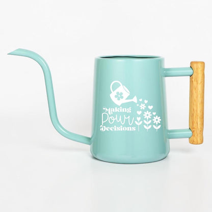 Metal Watering Can, "Making Pour Decisions" Plant Pun Gift