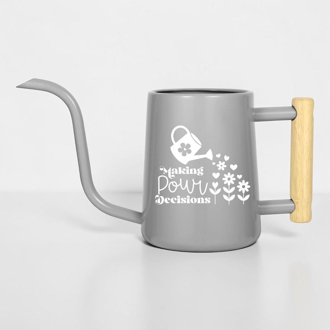 Metal Watering Can, "Making Pour Decisions" Plant Pun Gift