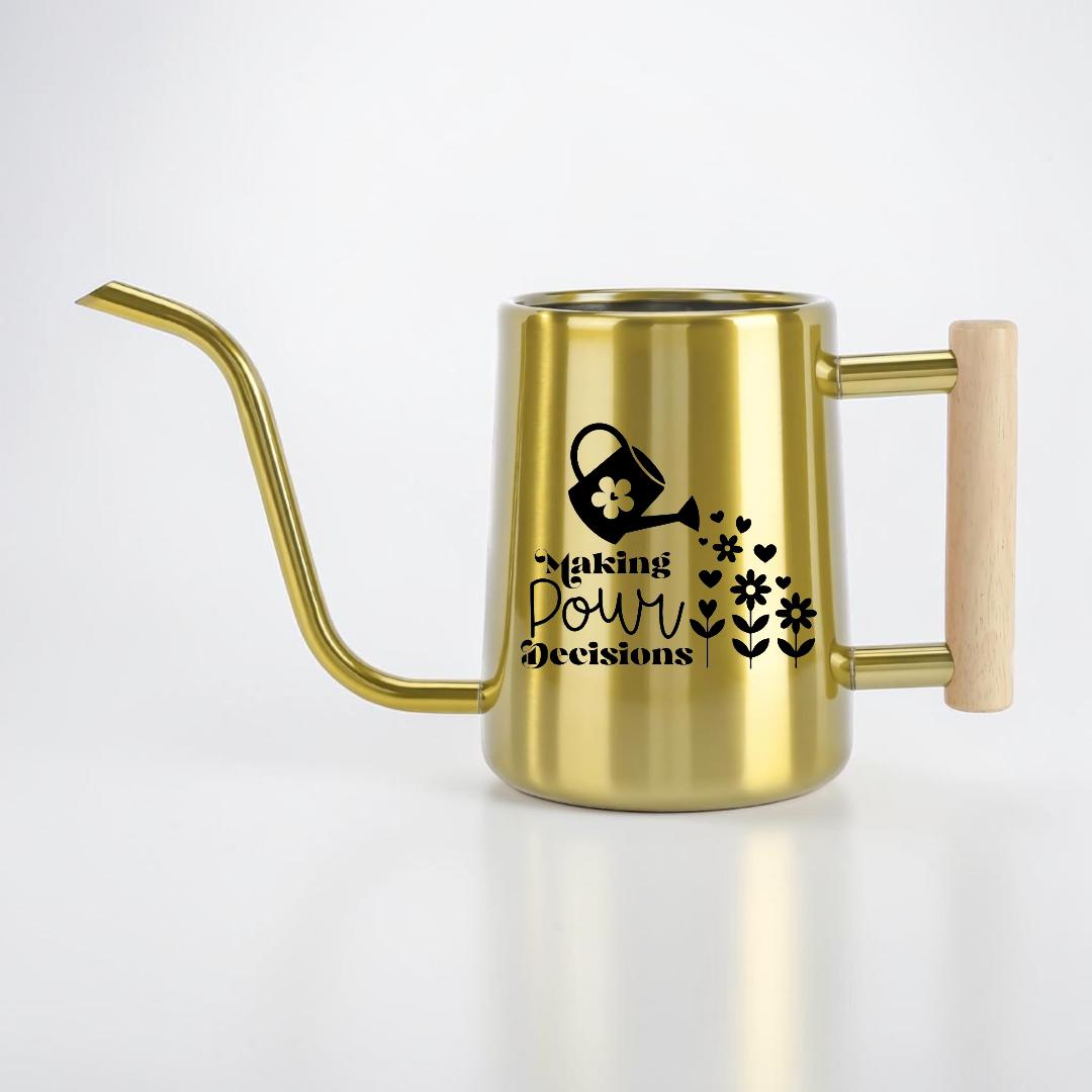 Metal Watering Can, "Making Pour Decisions" Plant Pun Gift