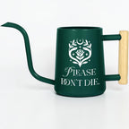 Metal Watering Can with Please Don't Die Plant Pun Design