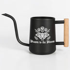 Gothic Moth Watering Can, Plant Watering Can with Wooden Handle, Floral Moth Plant Lover Gift, Goth Cottagecore Plant Decor