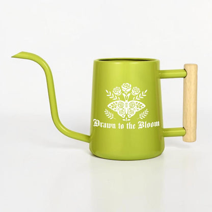 Gothic Moth Watering Can, Plant Watering Can with Wooden Handle, Floral Moth Plant Lover Gift, Goth Cottagecore Plant Decor