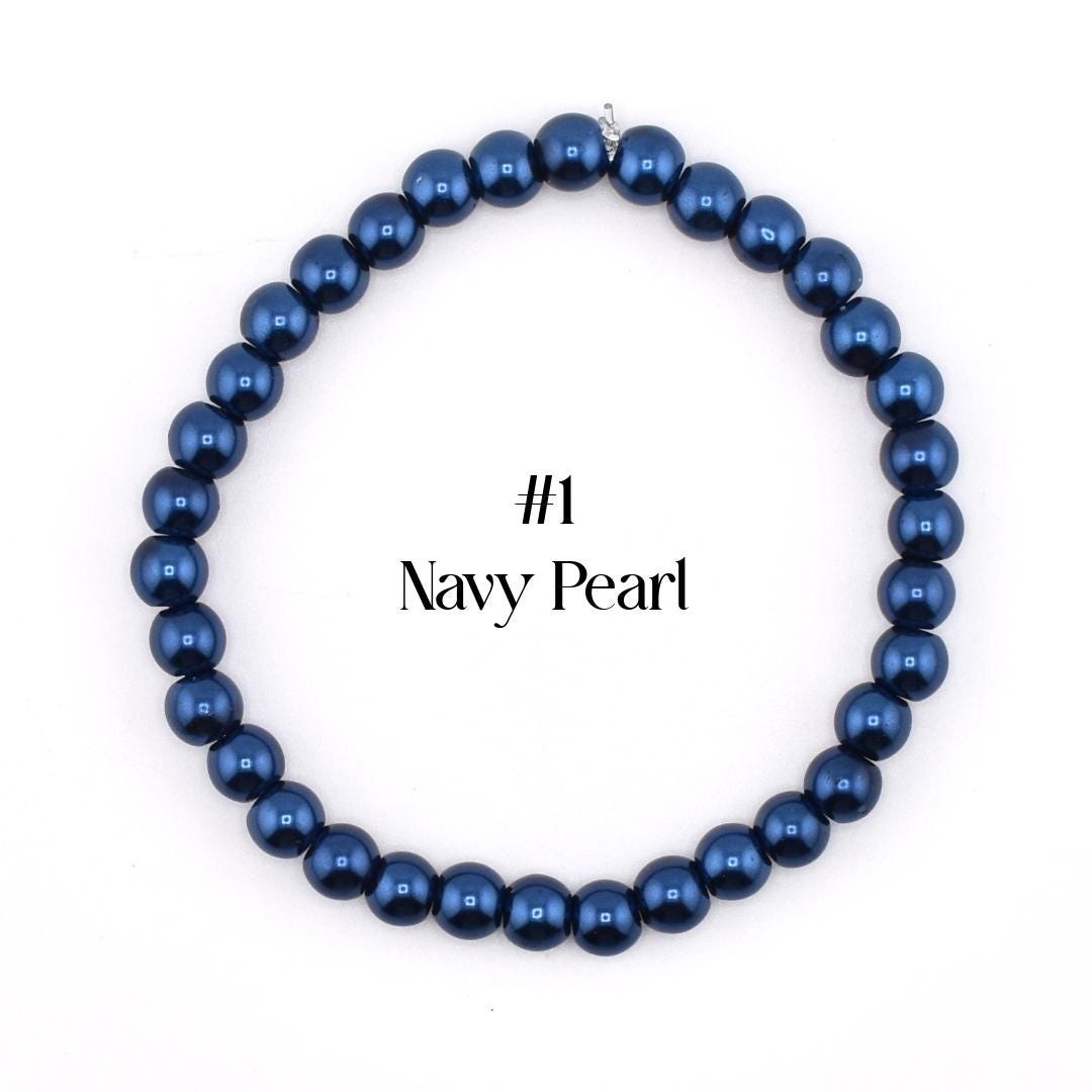 Blue Beaded Stretch Bracelet | Minimalist Bead Stacking Bracelet