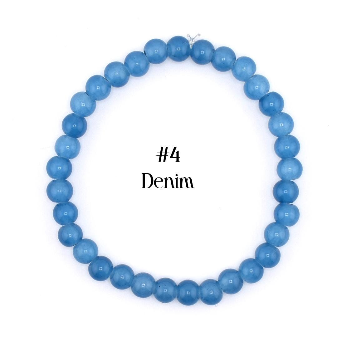 Blue Beaded Stretch Bracelet | Minimalist Bead Stacking Bracelet