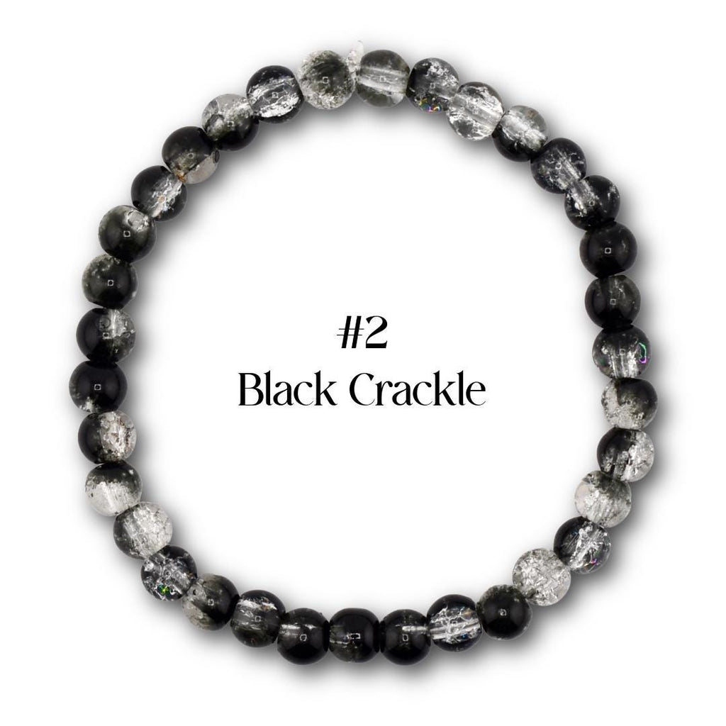 Neutral Beaded Bracelet | Black, Brown, Gray & White Glass Bead Stretch Bracelet | Minimalist Stackable Handmade Jewelry