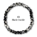 Neutral Beaded Bracelet | Black, Brown, Gray & White Glass Bead Stretch Bracelet | Minimalist Stackable Handmade Jewelry