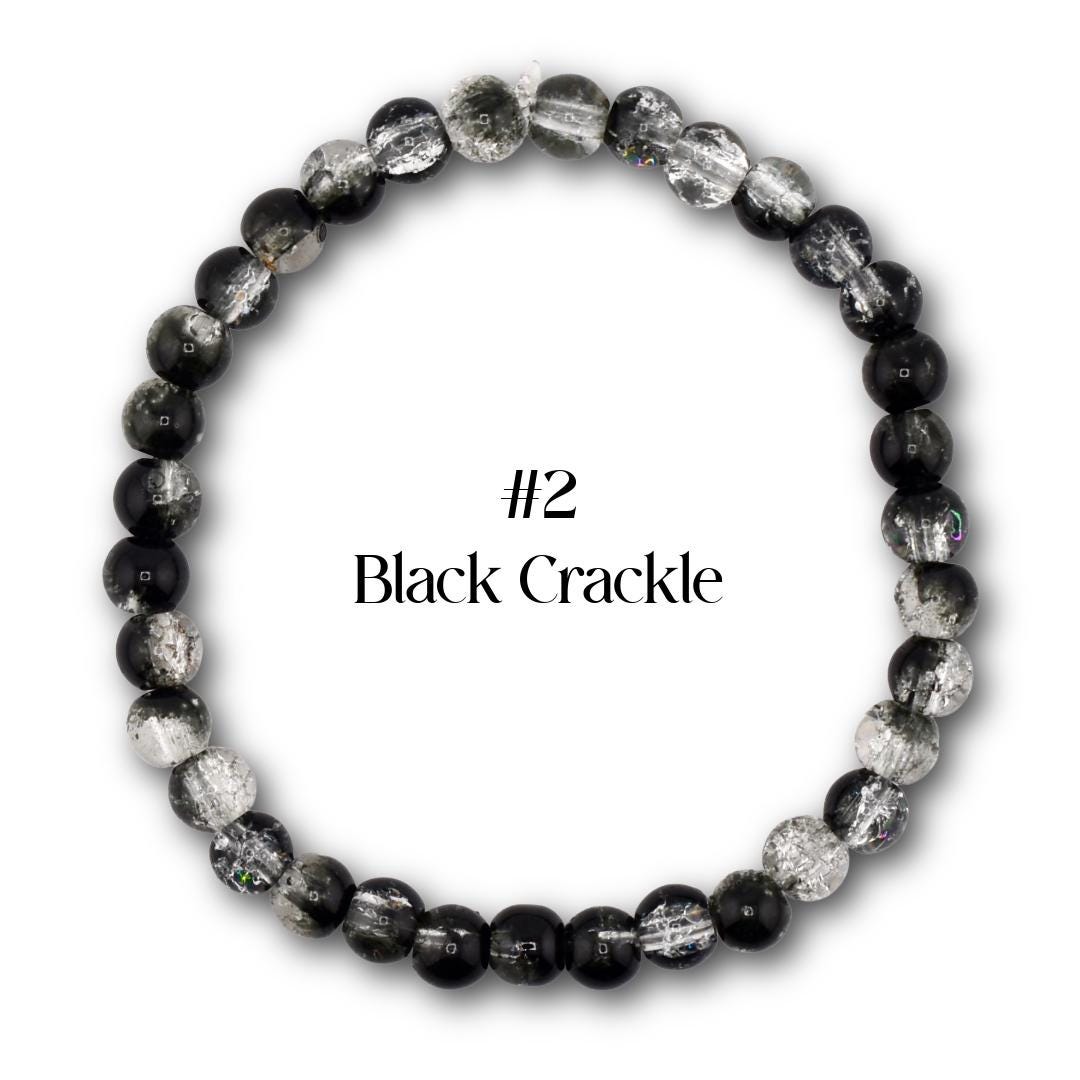 Neutral Beaded Bracelet | Black, Brown, Gray & White Glass Bead Stretch Bracelet | Minimalist Stackable Handmade Jewelry