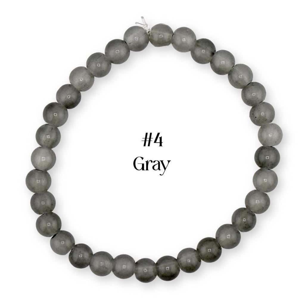 Neutral Beaded Bracelet | Black, Brown, Gray & White Glass Bead Stretch Bracelet | Minimalist Stackable Handmade Jewelry