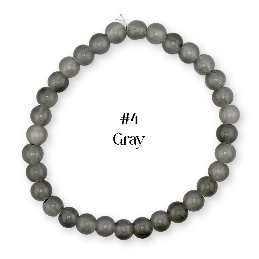 Neutral Beaded Bracelet | Black, Brown, Gray & White Glass Bead Stretch Bracelet | Minimalist Stackable Handmade Jewelry