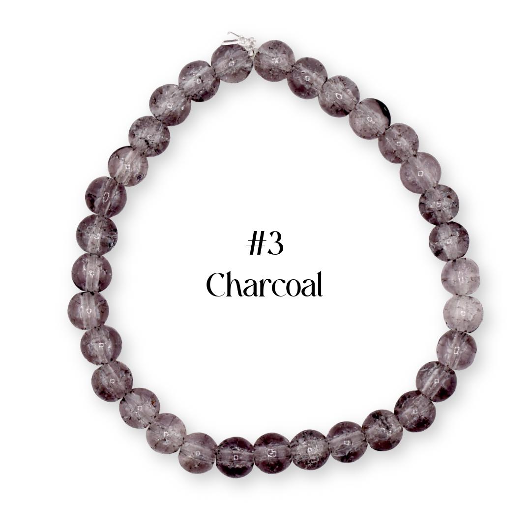 Neutral Beaded Bracelet | Black, Brown, Gray & White Glass Bead Stretch Bracelet | Minimalist Stackable Handmade Jewelry