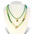 Green Gradient Initial Necklace Set
