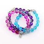 Frosted Glass Bead Bracelet: Sea Glass Style, Aqua, Pink, Purple Stackable Jewelry