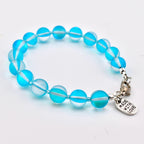 Frosted Glass Bead Bracelet: Sea Glass Style, Aqua, Pink, Purple Stackable Jewelry