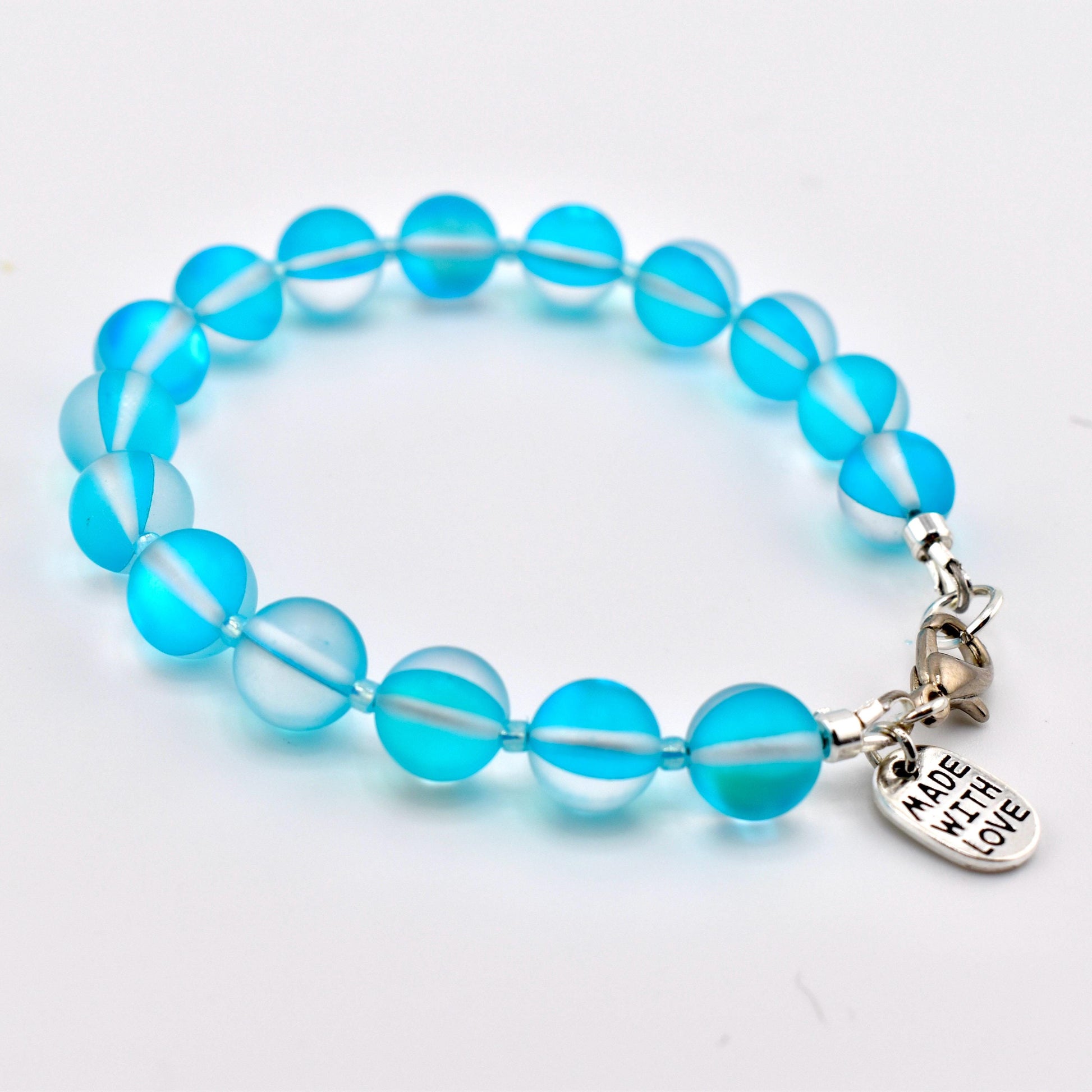 Colorful Frosted Glass Bead Bracelet | Handmade Beaded Bracelet | Aqua, Pink & Purple Bracelet