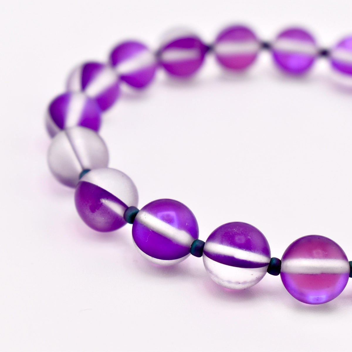 Frosted Glass Bead Bracelet: Sea Glass Style, Aqua, Pink, Purple Stackable Jewelry