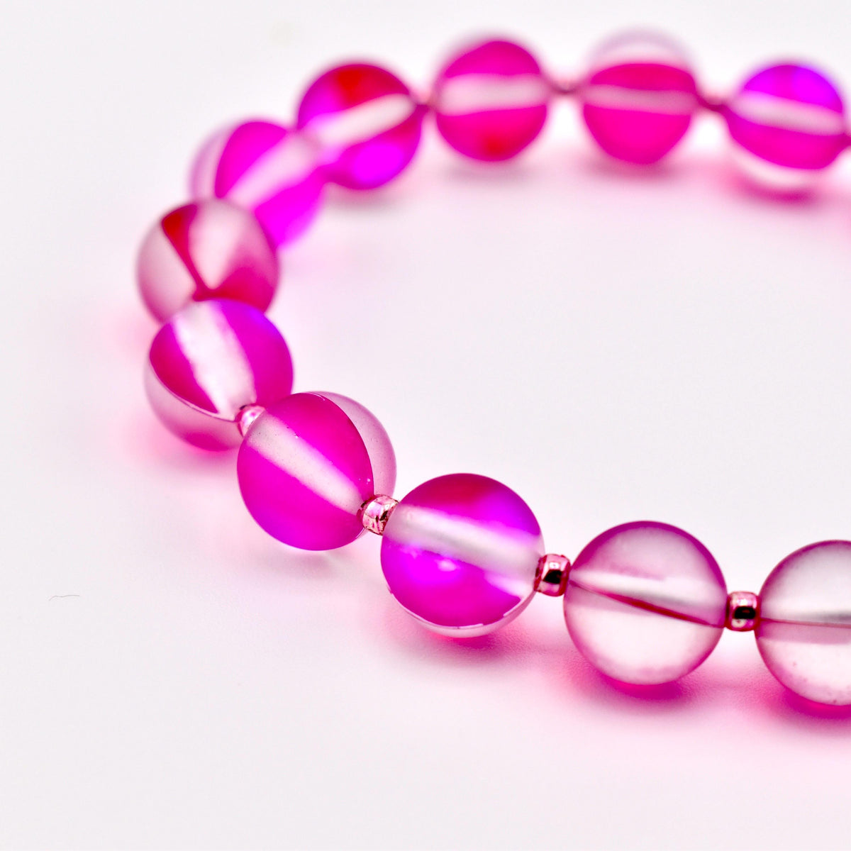 Frosted Glass Bead Bracelet: Sea Glass Style, Aqua, Pink, Purple Stackable Jewelry