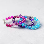 Frosted Glass Bead Bracelet: Sea Glass Style, Aqua, Pink, Purple Stackable Jewelry