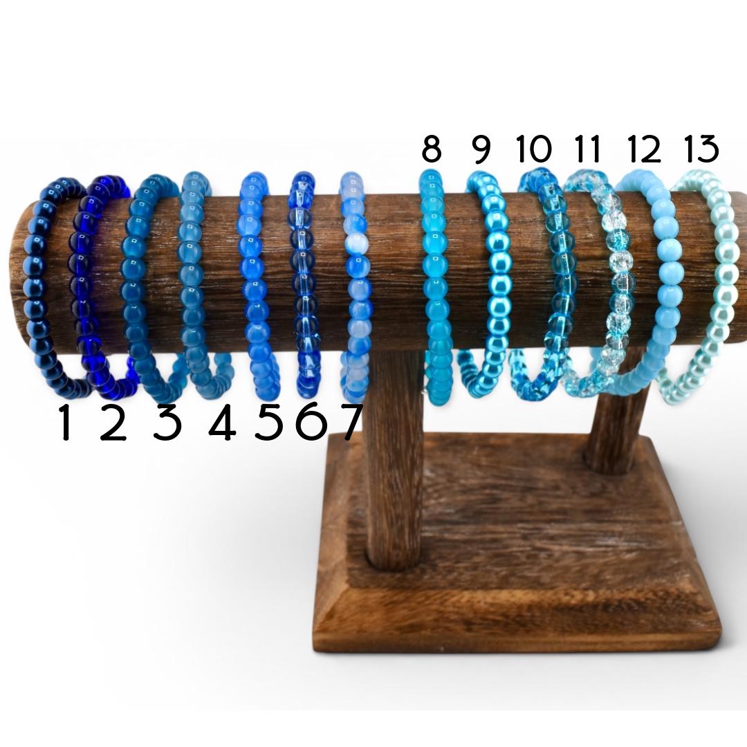 Blue Beaded Stretch Bracelet | Minimalist Bead Stacking Bracelet