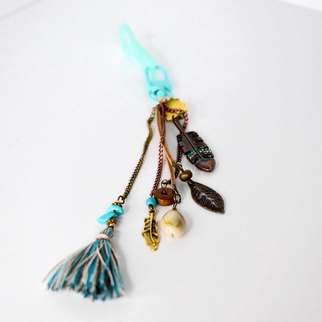 Boho Feather Bag Charm or Tumbler Straw Charm