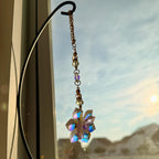 Crystal Lotus Flower Suncatcher Pink Prism Gold Chain Window Hanging Rearview Mirror Charm Car Decor