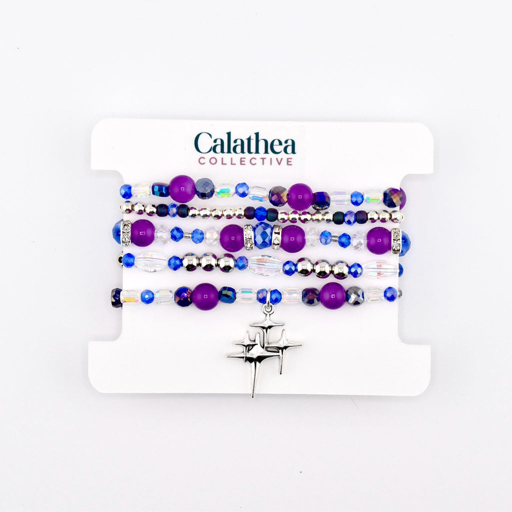 Star Shine Bracelet Collection - Purple and Blue Stackable Bracelets