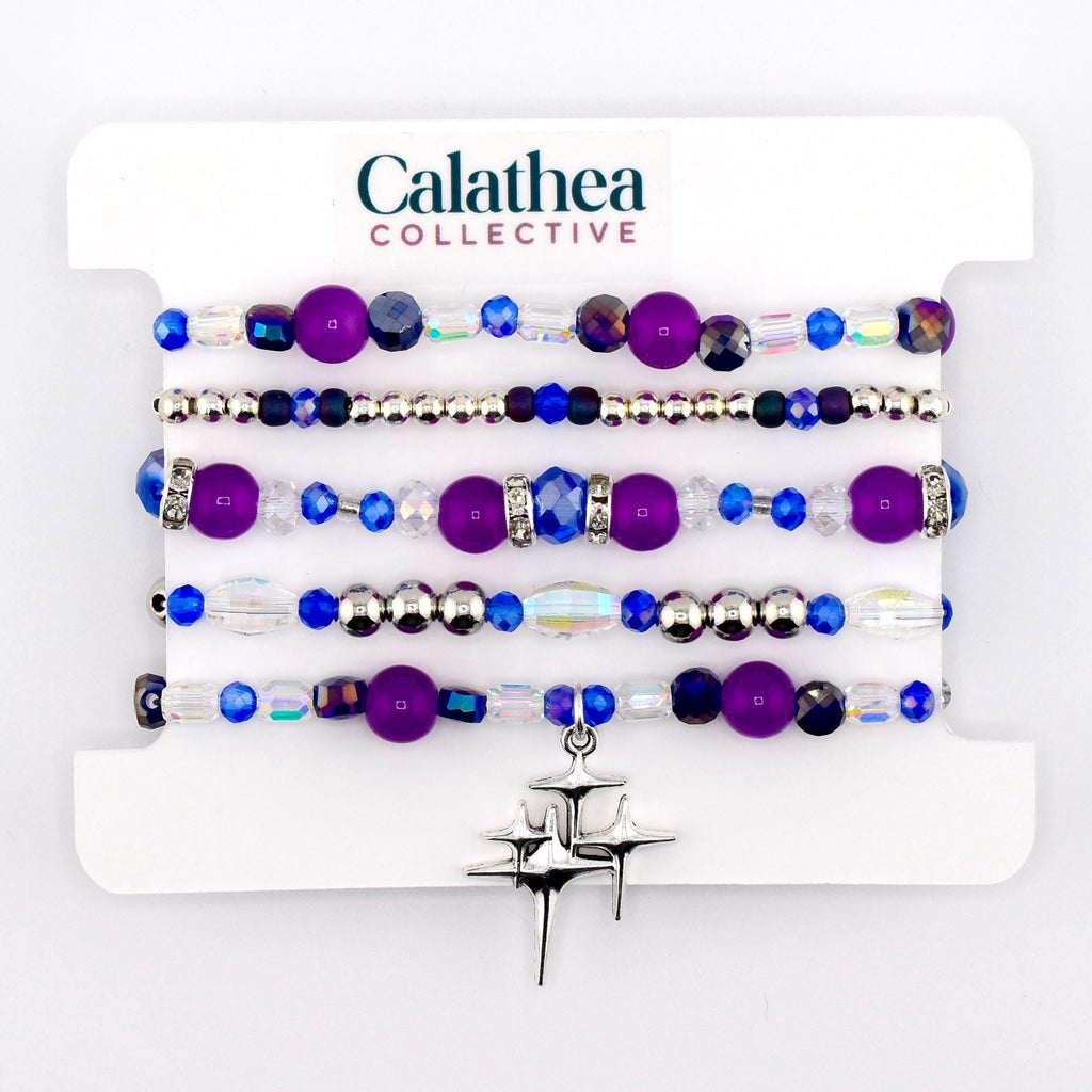 Star Shine Bracelet Collection - Purple and Blue Stackable Bracelets