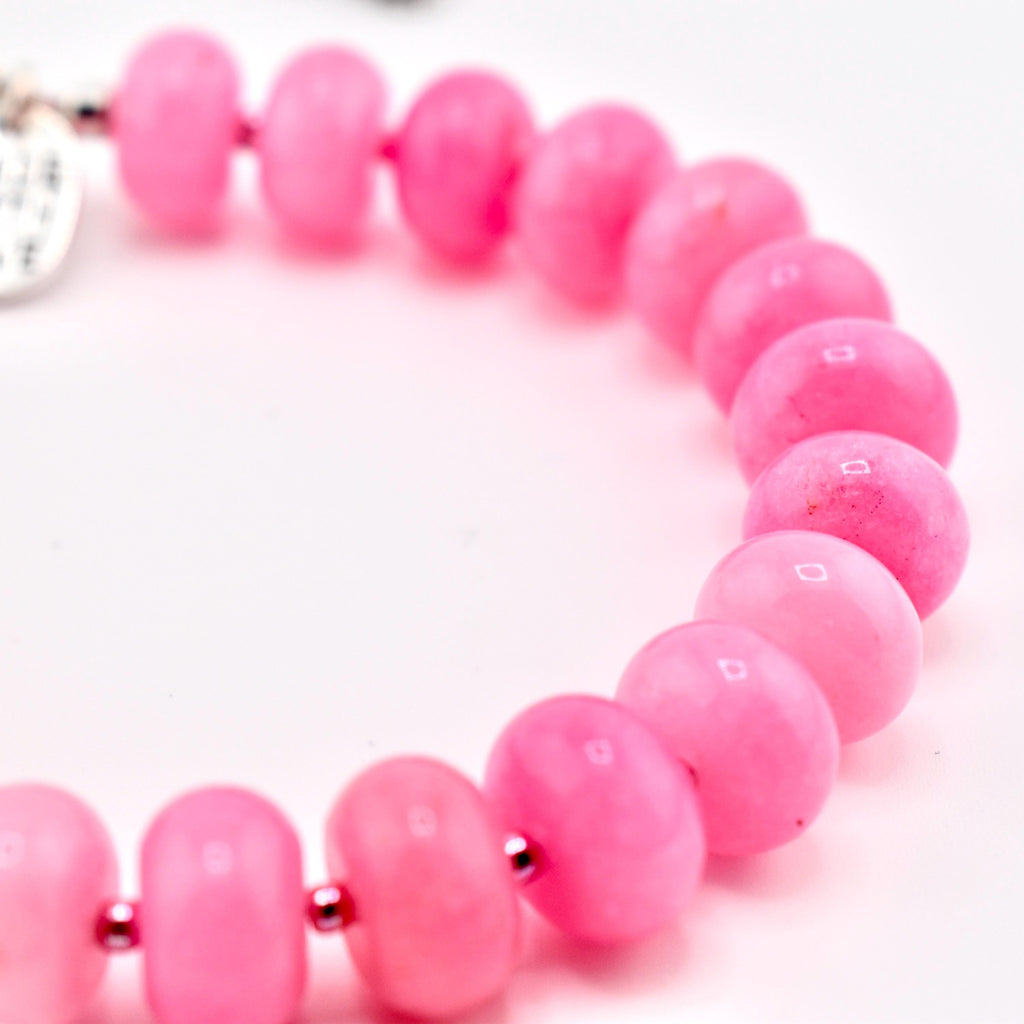 Pink Jade Beaded Bracelet