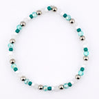 Teal Daisies Bracelet Collection: Teal Pearl and Silver Beaded Bracelets