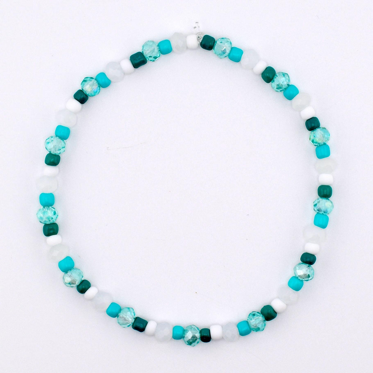 Teal Daisies Bracelet Collection: Teal Pearl and Silver Beaded Bracelets