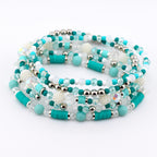 Teal Daisies Bracelet Collection: Teal Pearl and Silver Beaded Bracelets