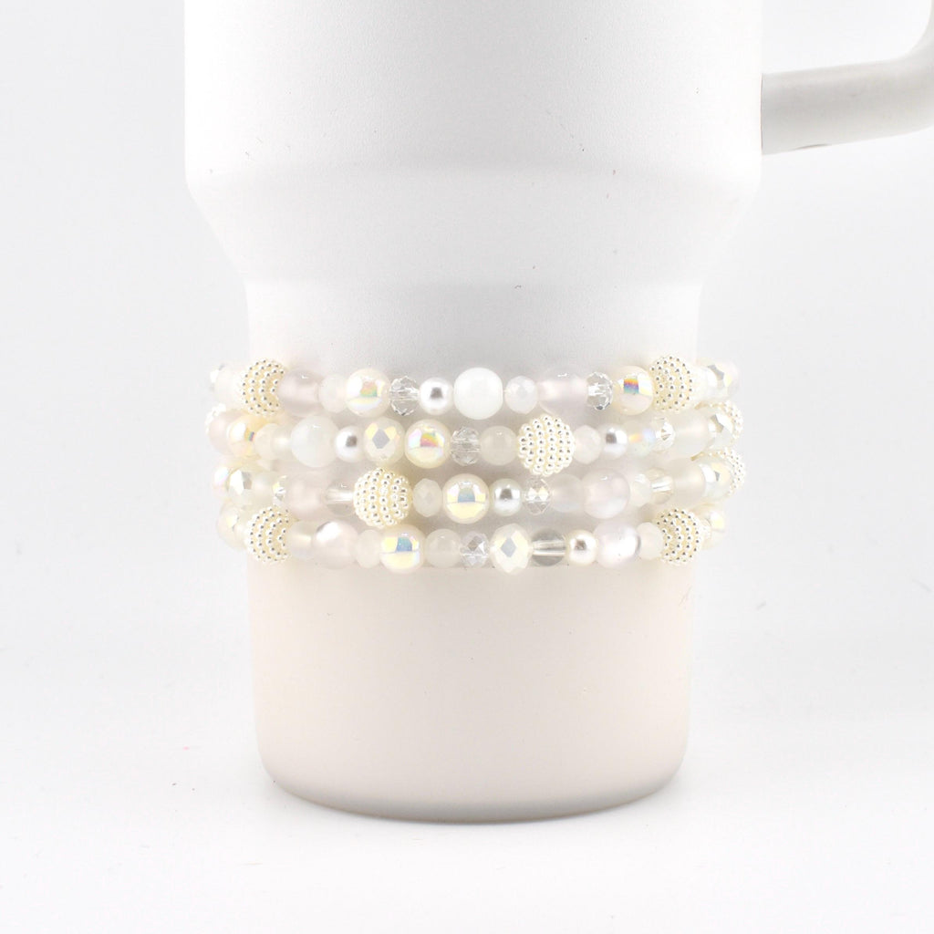 Sparkling White Beaded Bracelet